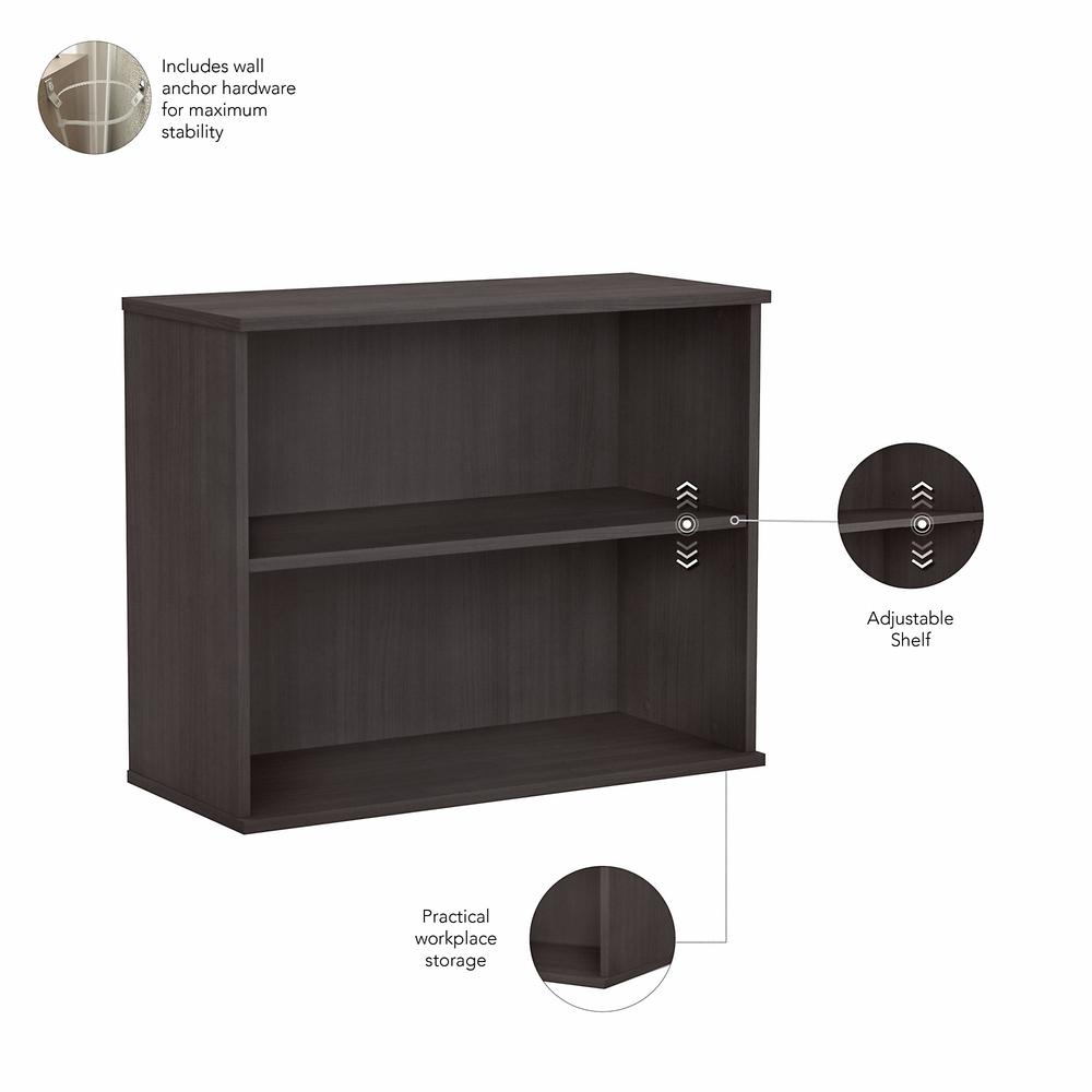 Bush Business Furniture Hybrid Small 2 Shelf Bookcase - Storm Gray. Picture 3