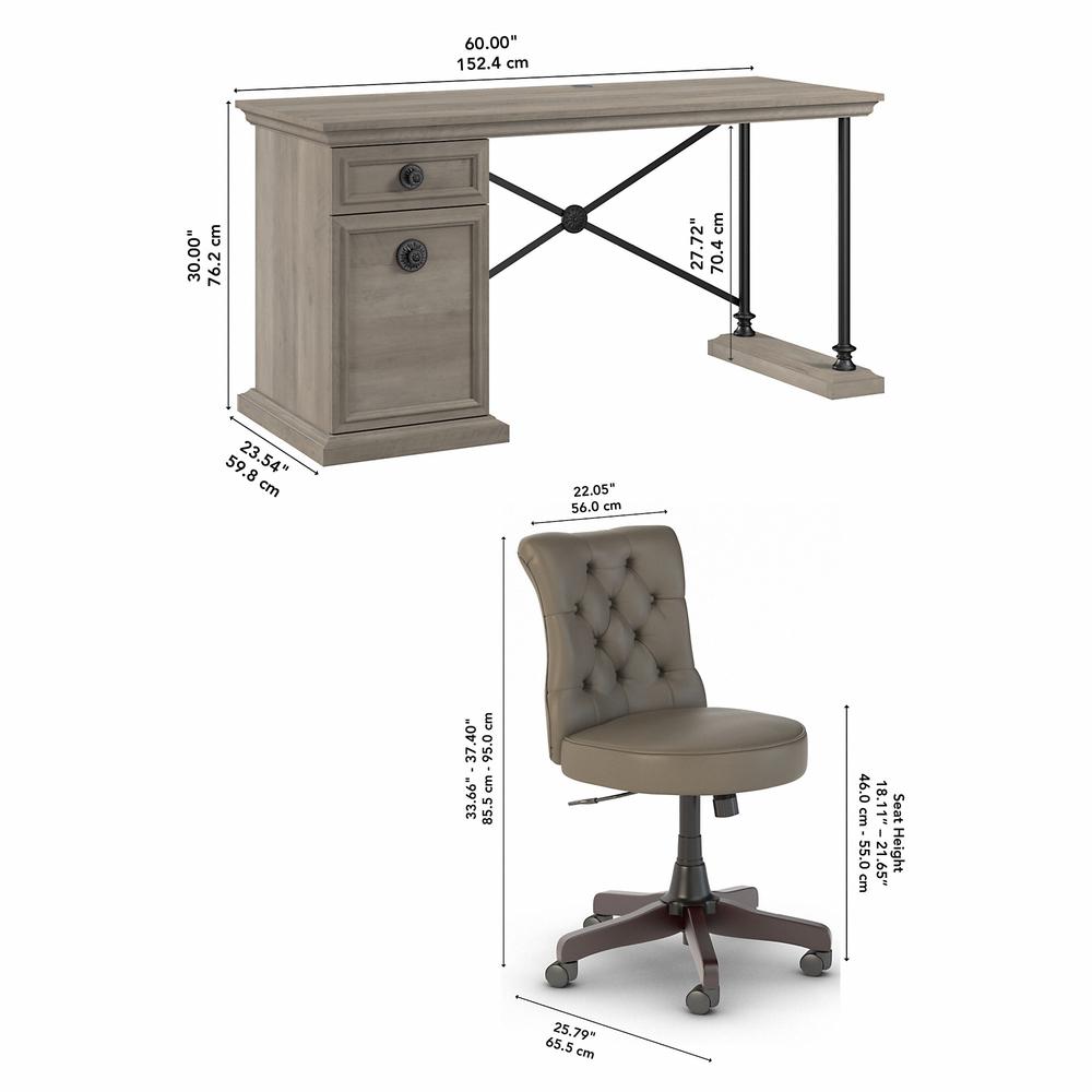 Bush Furniture Coliseum 60W Designer Desk Set with Office Chair. Picture 5