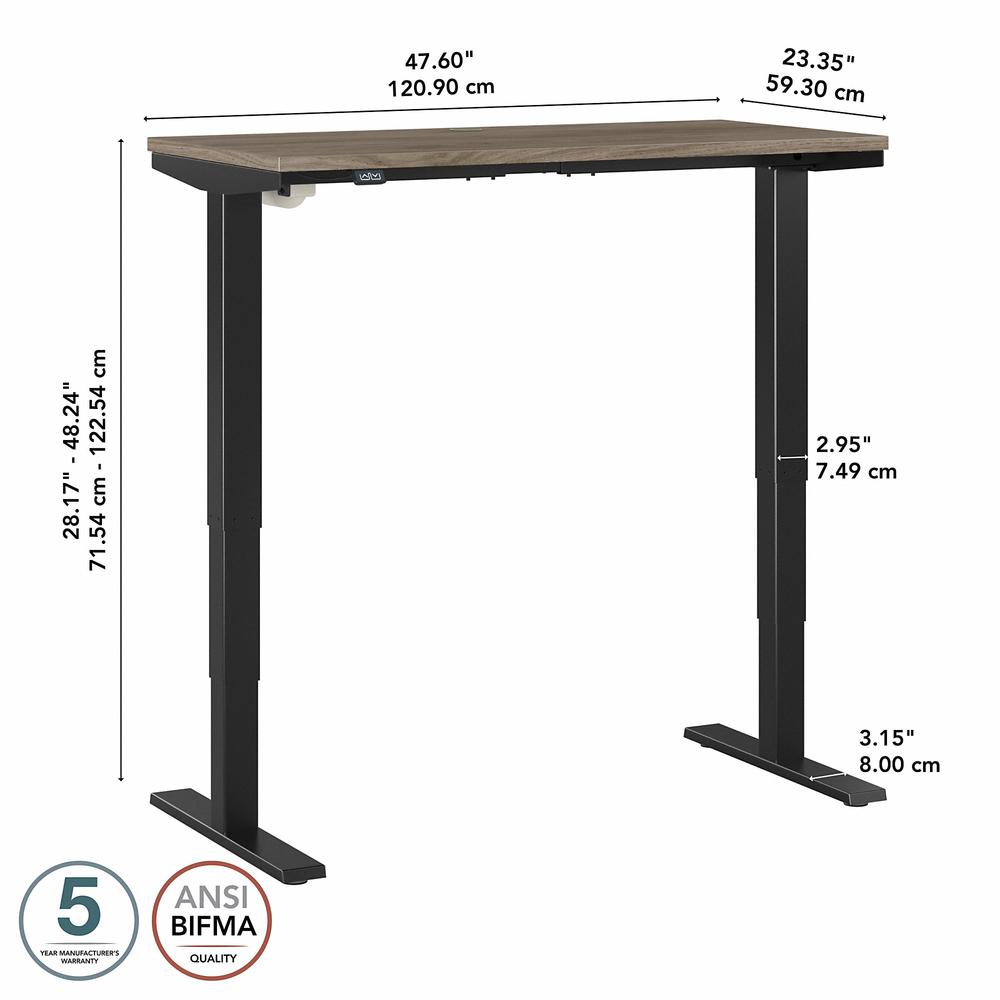 Move 40 Series by Bush Business Furniture 48W x 24D Electric Height Adjustable Standing Desk Modern Hickory/Black Powder Coat. Picture 6