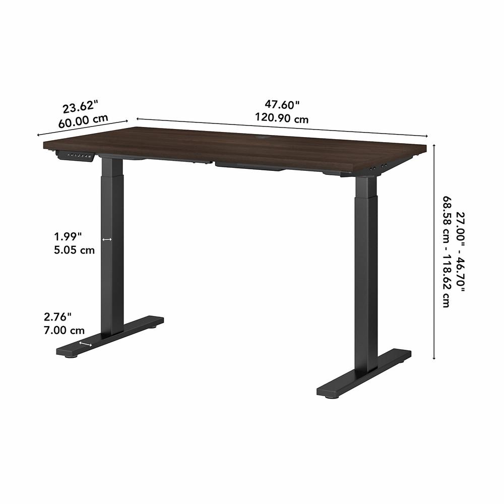 Move 60 Series by 48W x 24D Height Adjustable Standing Desk, Black Walnut/Black Powder Coat. Picture 6