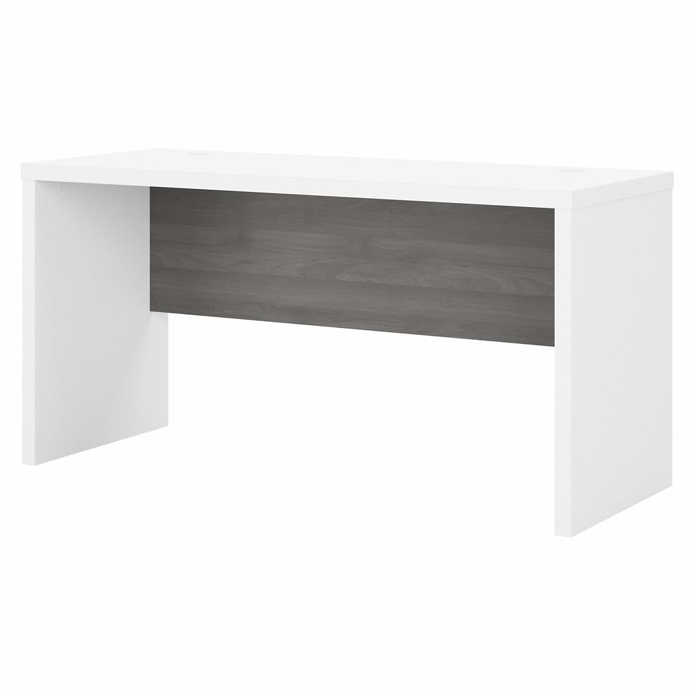 Echo 60W Credenza Desk in Pure White and Modern Gray. Picture 1