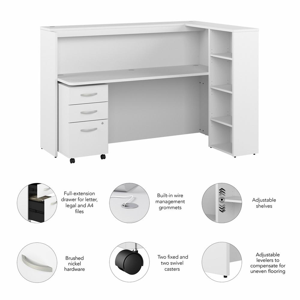 72W Office Storage Cabinet with Doors and Shelves in White