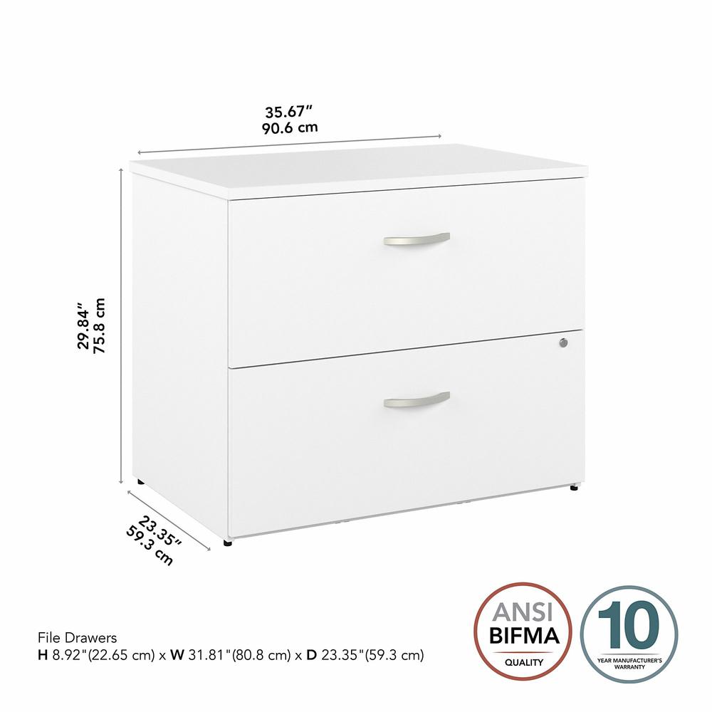 Bush Business Furniture Hybrid 2 Drawer Lateral File Cabinet - Assembled - White. Picture 5