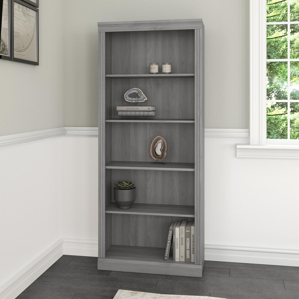 Bush Furniture Saratoga Tall 5 Shelf Bookcase, Modern Gray. Picture 2