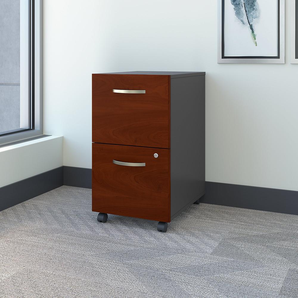 Bush Business Furniture Series C 2 Drawer Mobile File Cabinet, Hansen Cherry/Graphite Gray. Picture 2