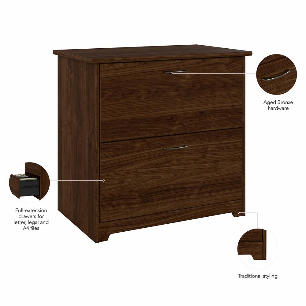 Bush Furniture Cabot 2 Drawer Lateral File Cabinet, Modern Walnut. Picture 3