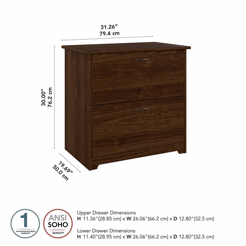 Bush Furniture Cabot 2 Drawer Lateral File Cabinet, Modern Walnut. Picture 5