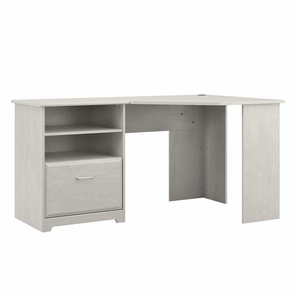 Bush Furniture Cabot 60W Corner Desk with Storage in Linen White Oak. The main picture.