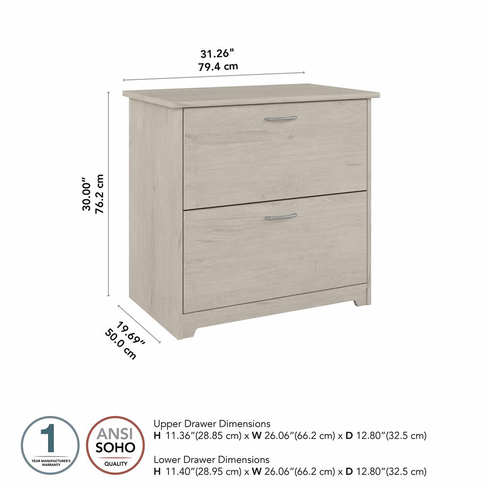 Bush Furniture Cabot 2 Drawer Lateral File Cabinet, Linen White Oak. Picture 5