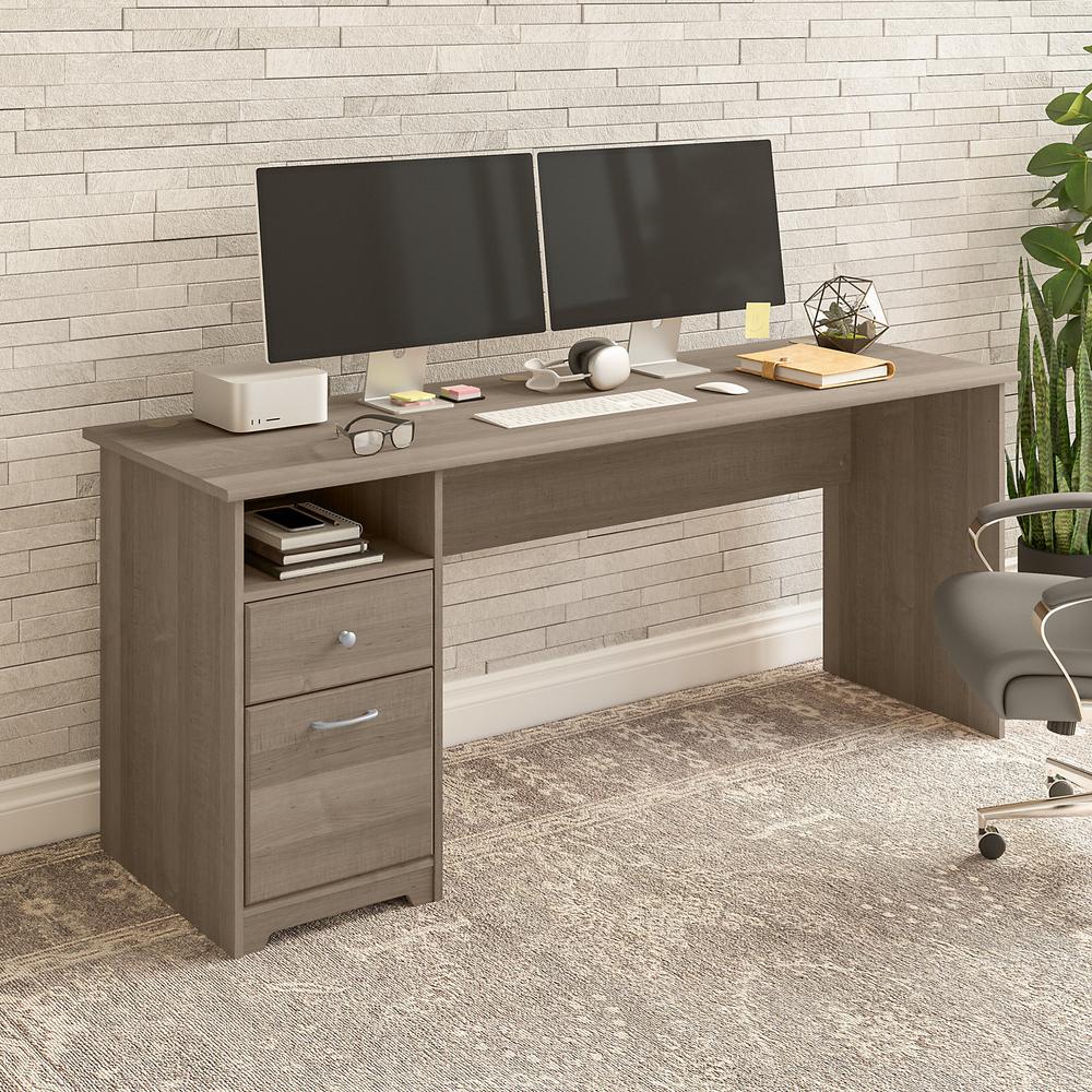 Bush Furniture Cabot 72W Computer Desk with Drawers, Ash Gray. Picture 2