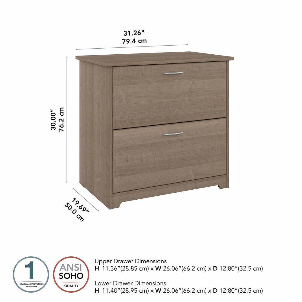 Bush Furniture Cabot 2 Drawer Lateral File Cabinet, Ash Gray. Picture 5