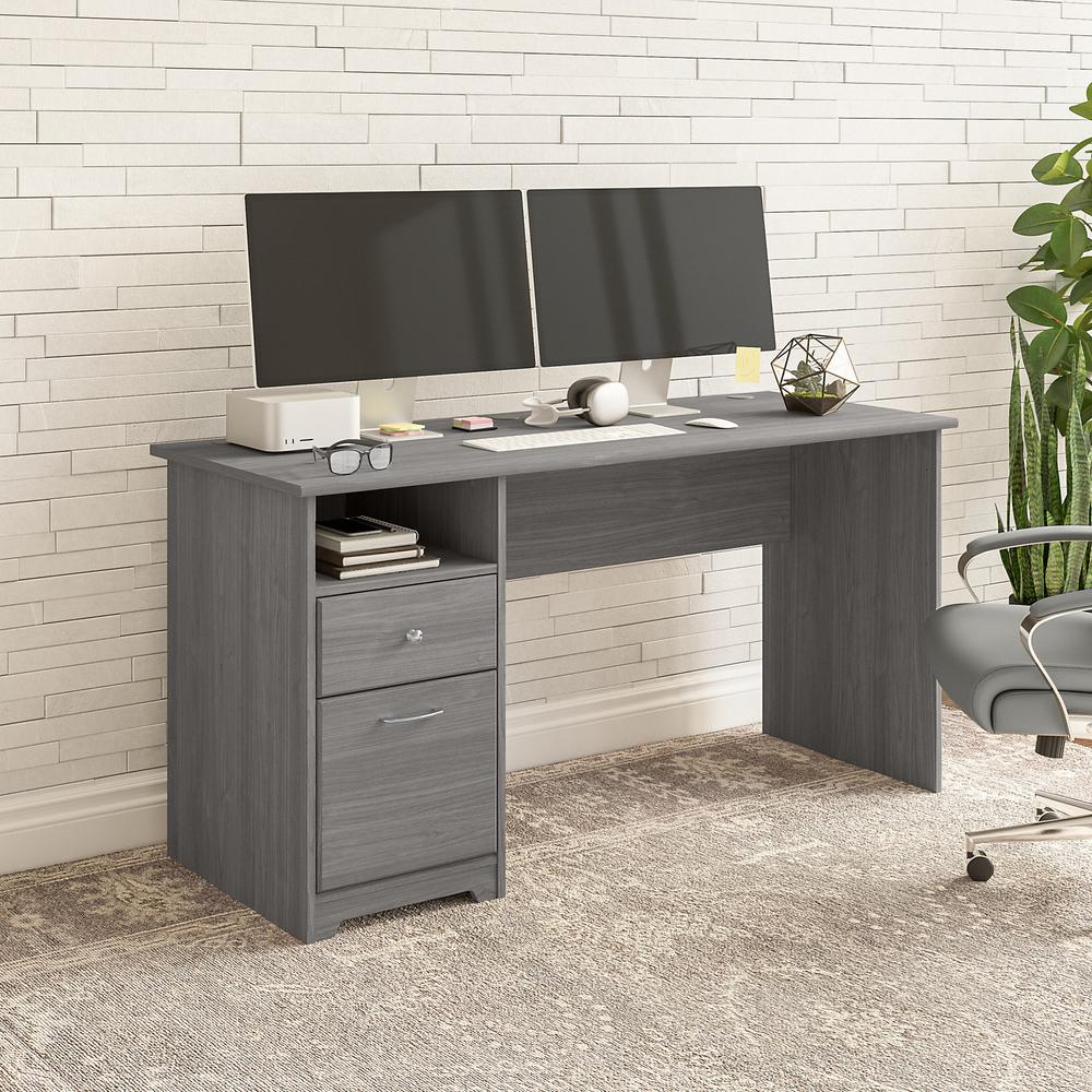 Bush Furniture Cabot 60W Computer Desk with Drawers, Modern Gray. Picture 5
