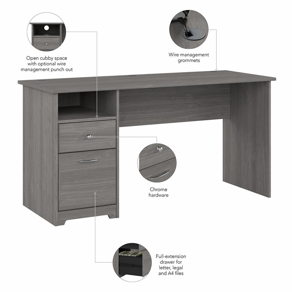 Bush Furniture Cabot 60W Computer Desk with Drawers, Modern Gray. Picture 2