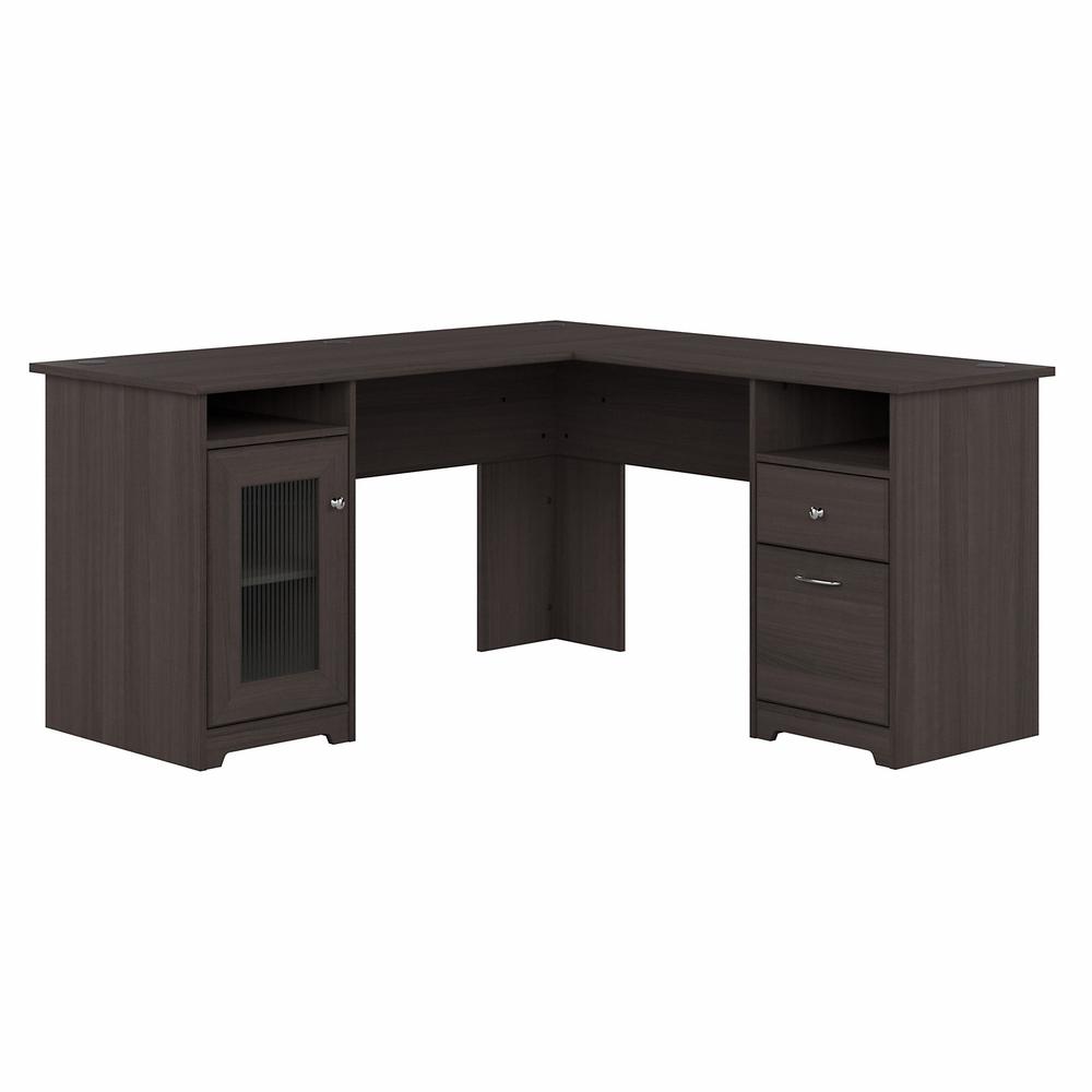 Bush Furniture Cabot 60W L Shaped Computer Desk with Storage, Heather Gray. Picture 1