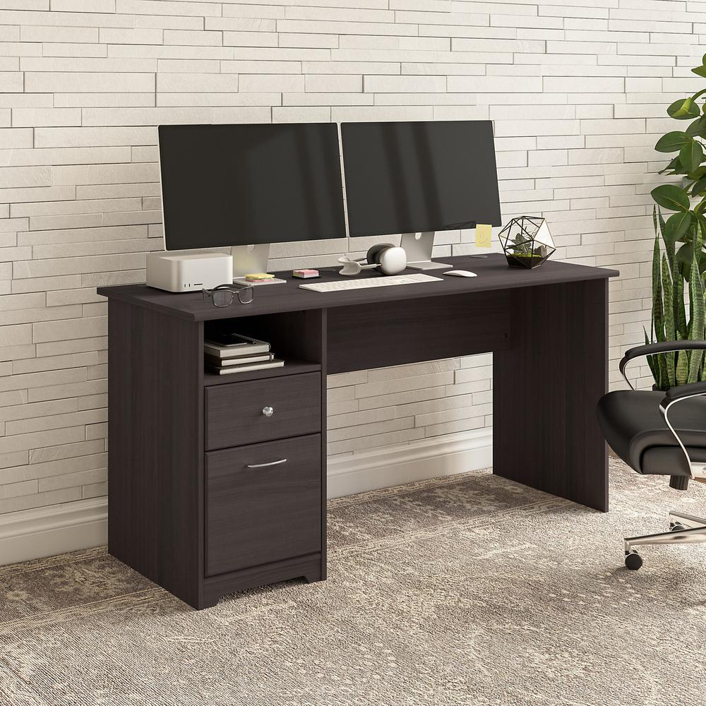 Bush Furniture Cabot 60W Computer Desk with Drawers, Heather Gray. Picture 2