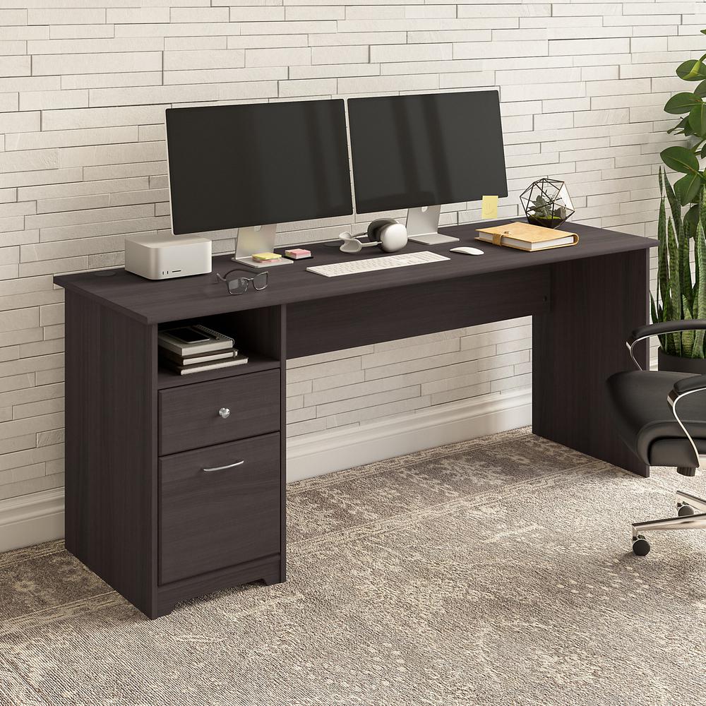 Bush Furniture Cabot 72W Computer Desk with Drawers, Heather Gray. Picture 2