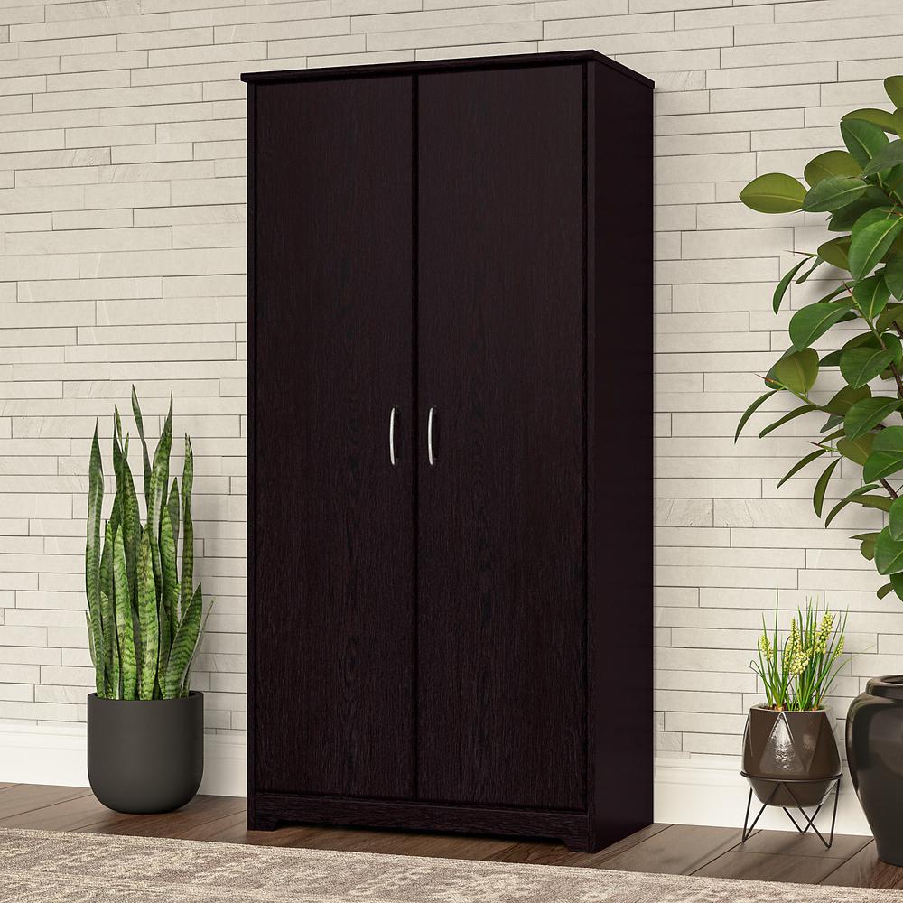 Bush Furniture Cabot Tall Storage Cabinet with Doors in Espresso Oak. Picture 3