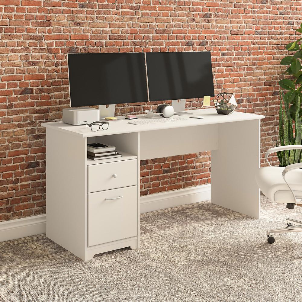 Bush Furniture Cabot 60W Computer Desk with Drawers, White. Picture 2