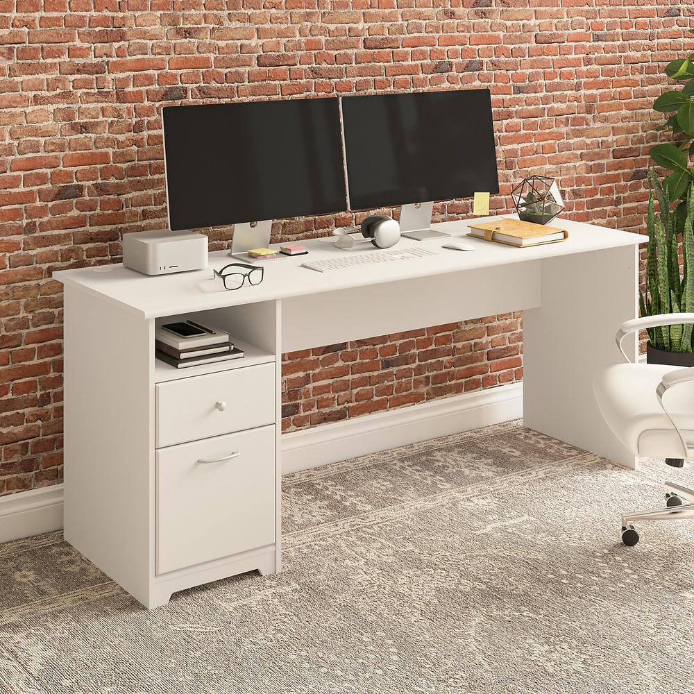 Bush Furniture Cabot 72W Computer Desk with Drawers, White. Picture 2