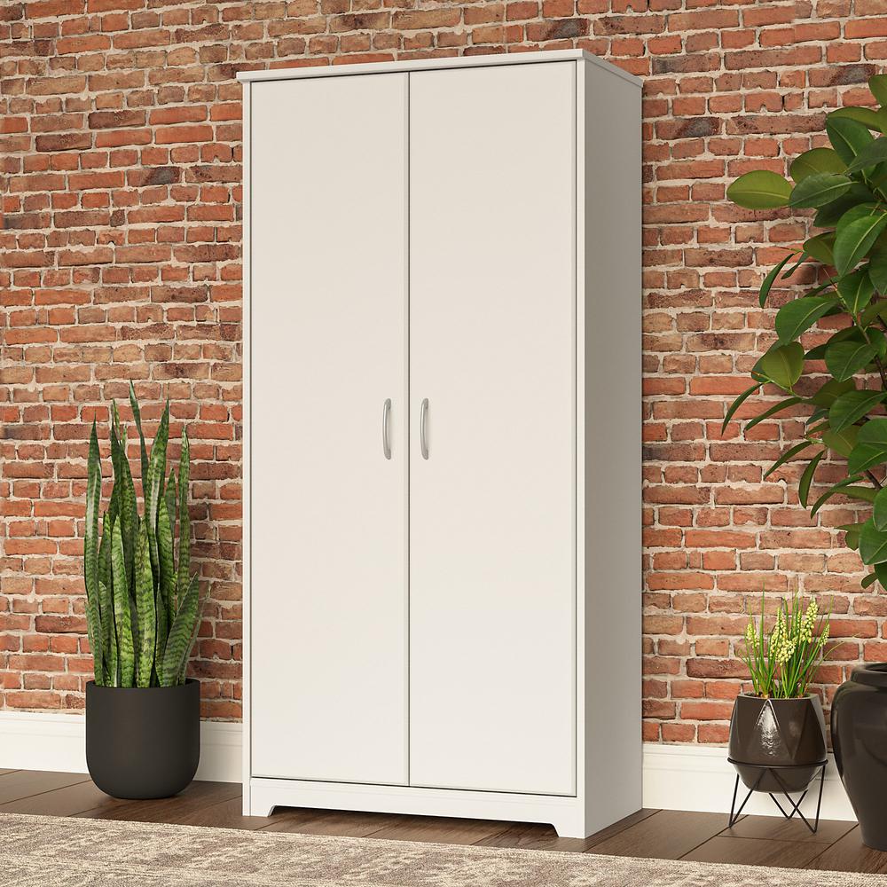 Bush Furniture Cabot Tall Storage Cabinet with Doors, White. Picture 3