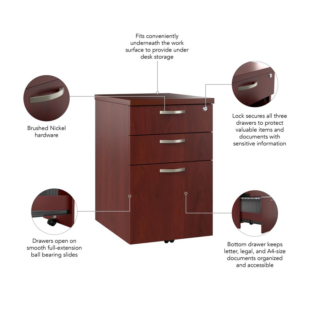 3 Drawer Mobile File Cabinet in Hansen Cherry. Picture 6