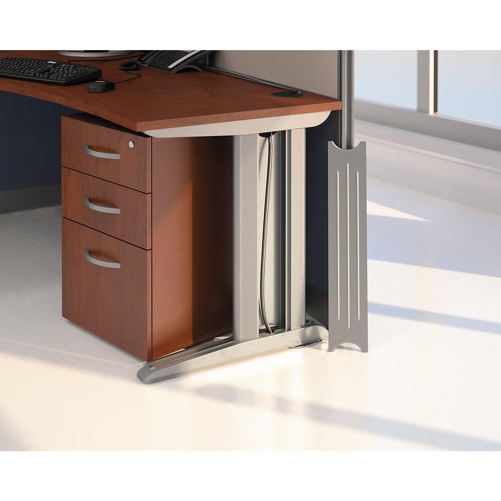 65W Straight Cubicle Desk with Storage, Drawers, and Organizers in Hansen Cherry. Picture 6