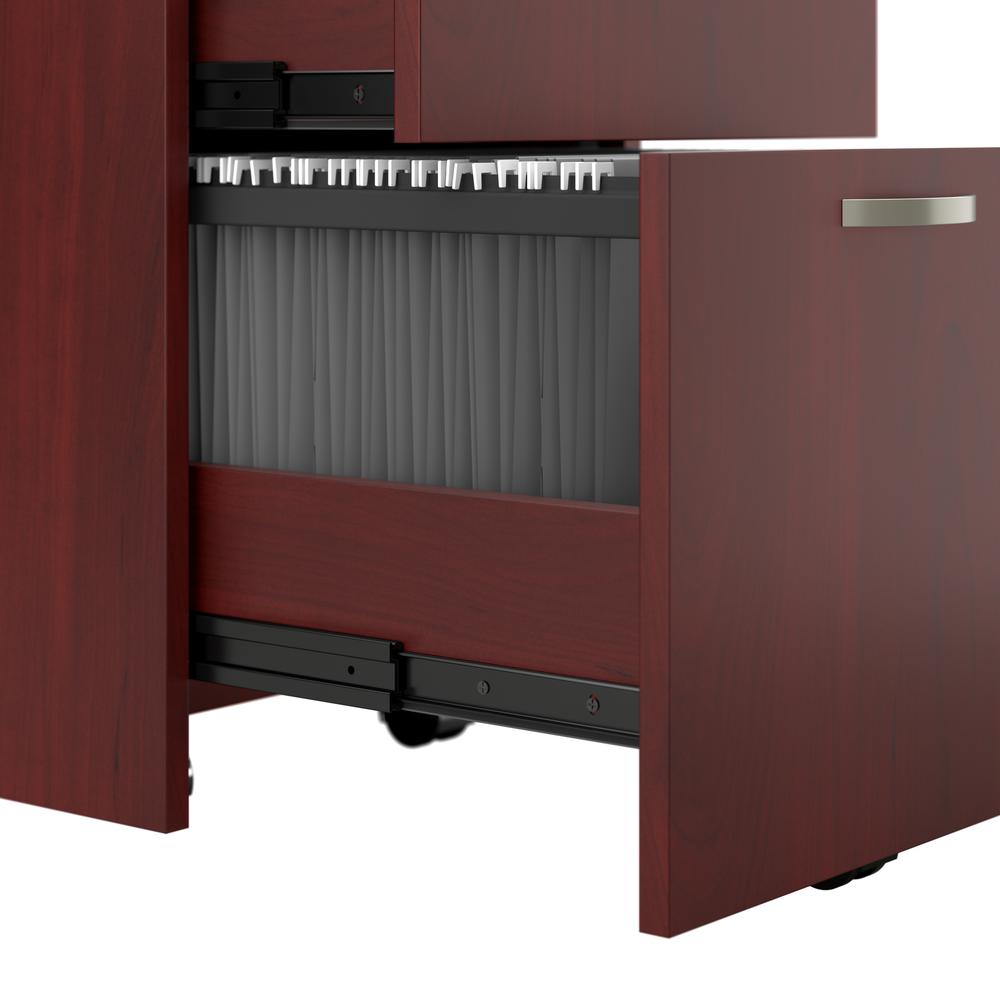 Bush Business Furniture Office in an Hour 65W x 65D L Shaped Cubicle Workstation with Storage, Hansen Cherry. Picture 3