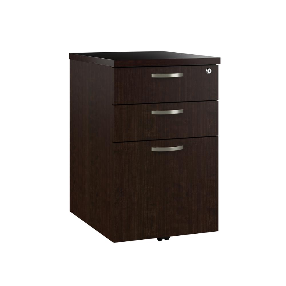 3 Drawer Mobile File Cabinet in Mocha Cherry. Picture 1