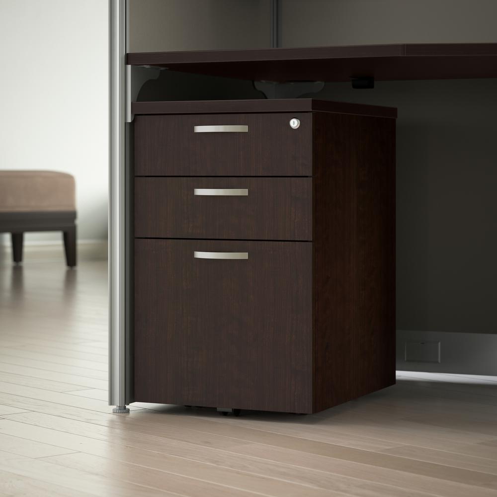 3 Drawer Mobile File Cabinet in Mocha Cherry. Picture 7