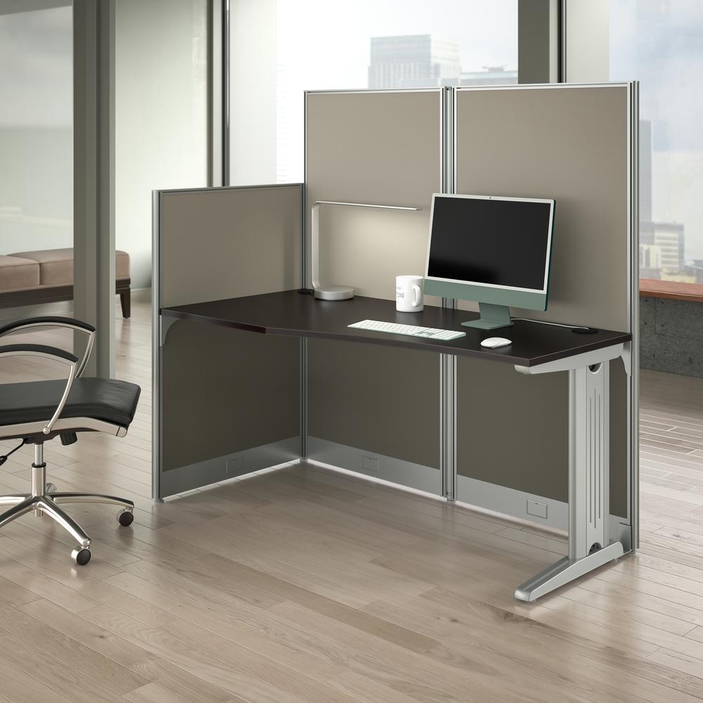 65W x 33D Straight Cubicle Desk in Mocha Cherry. Picture 6