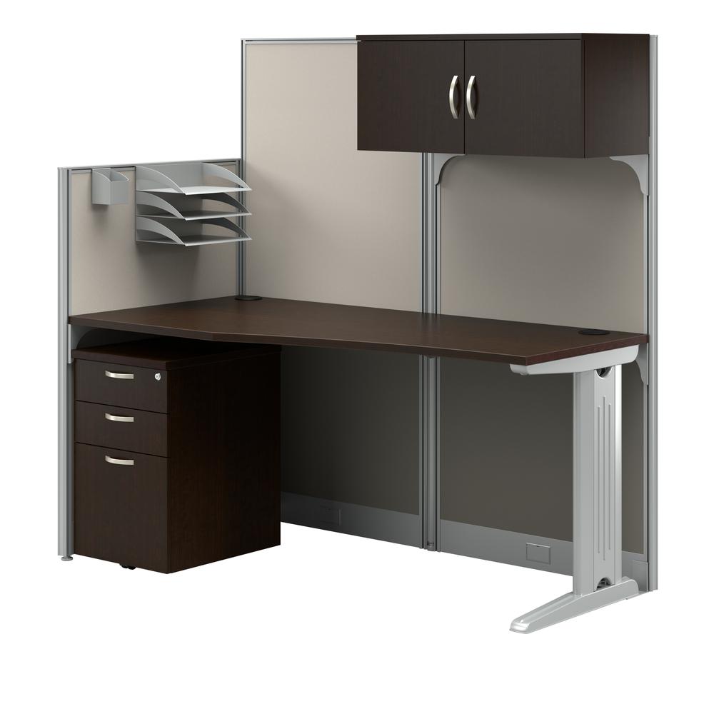 Bush Business Furniture Office in an Hour 65W x 33D Cubicle Workstation with Storage, Mocha Cherry. The main picture.