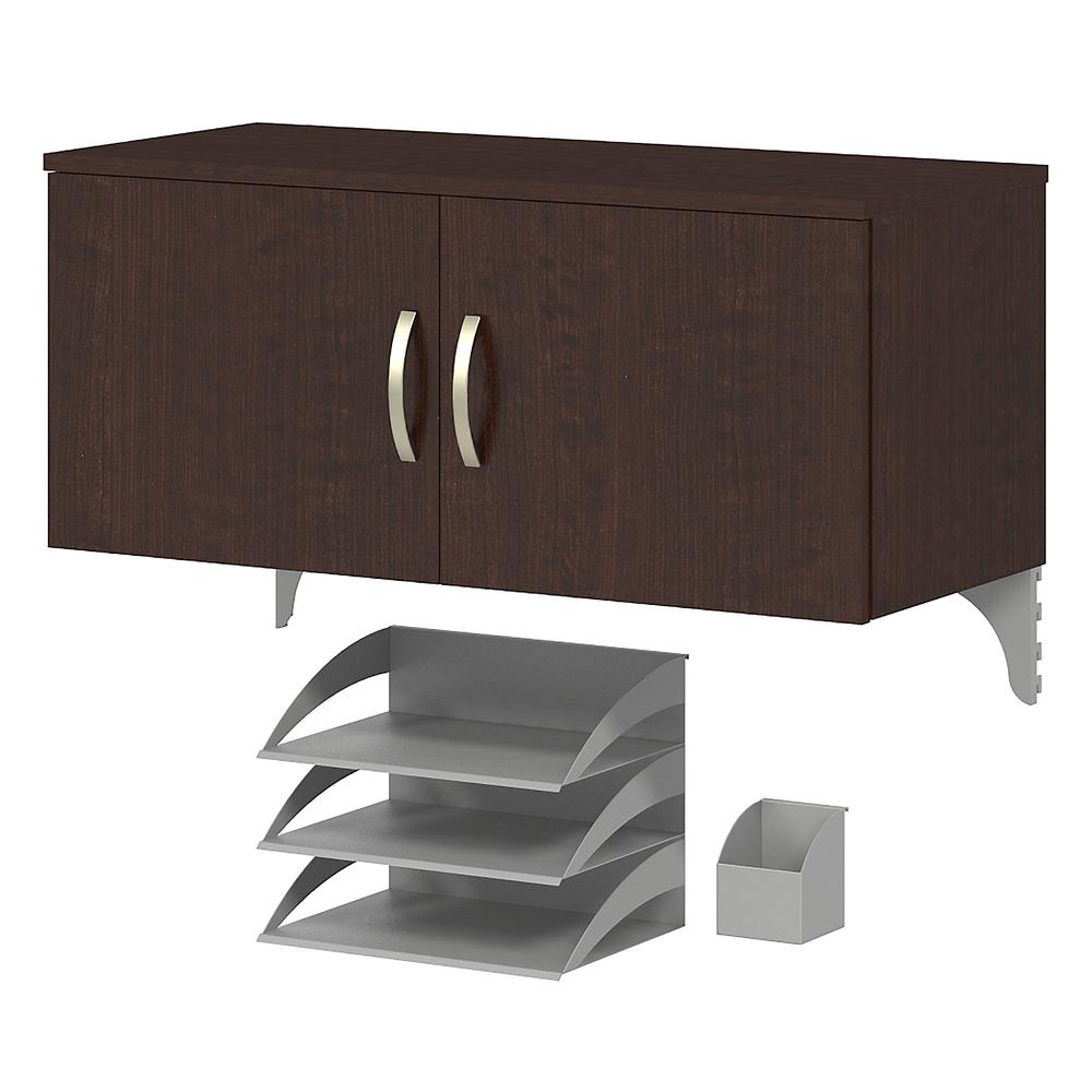 Bush Business Furniture Office in an Hour Storage Cabinet with Accessories, Mocha Cherry. Picture 1