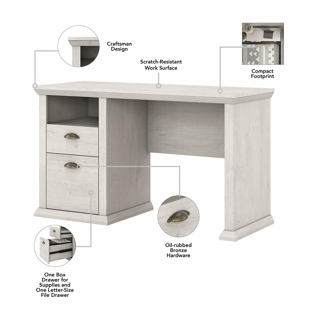 Bush Furniture Yorktown 50W Home Office Desk with Storage, Linen White Oak. Picture 3
