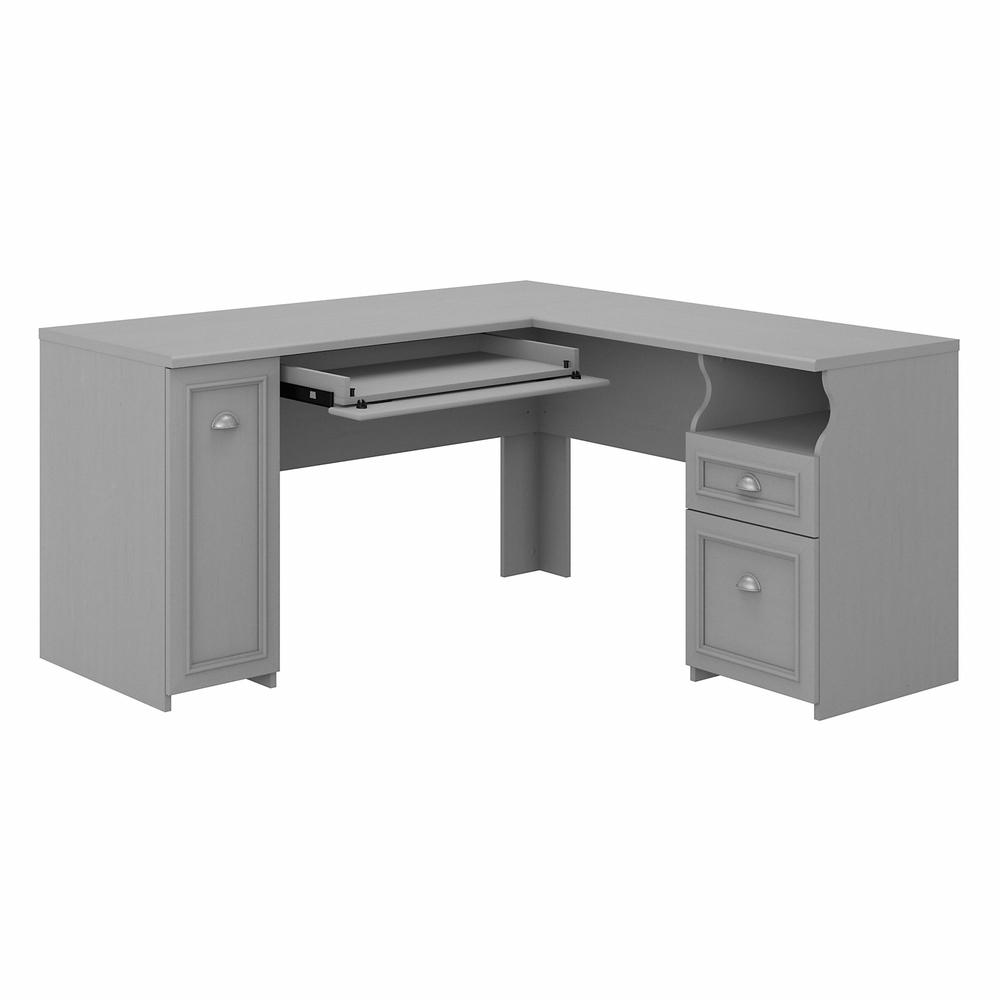 Bush Furniture Fairview 60W L Shaped Desk with Drawers and Storage Cabinet in Cape Cod Gray. Picture 1