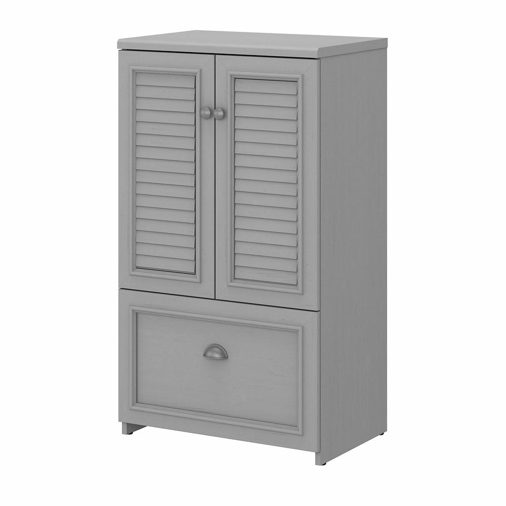 Bush Furniture Fairview 2 Door Storage Cabinet with File Drawer, Cape Cod Gray. Picture 1