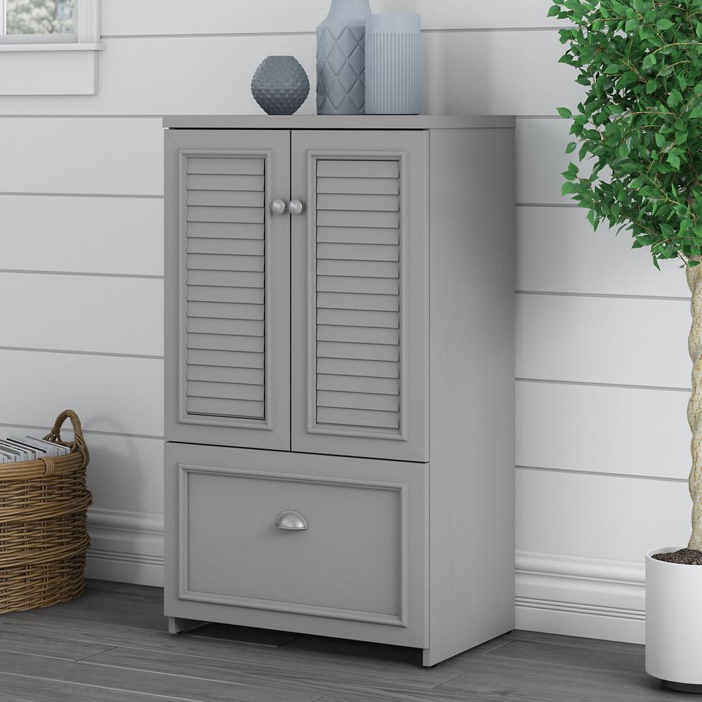 Bush Furniture Fairview 2 Door Storage Cabinet with File Drawer, Cape Cod Gray. Picture 2