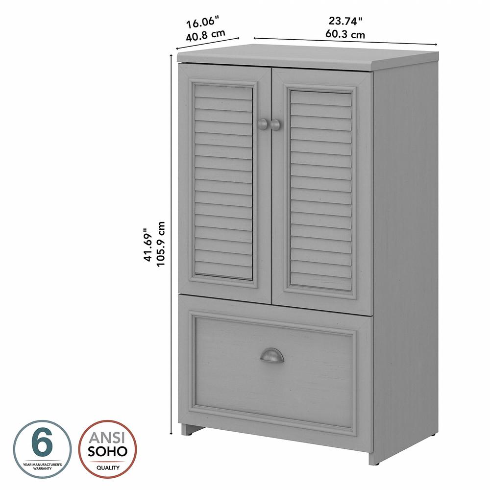 Bush Furniture Fairview 2 Door Storage Cabinet with File Drawer, Cape Cod Gray. Picture 5