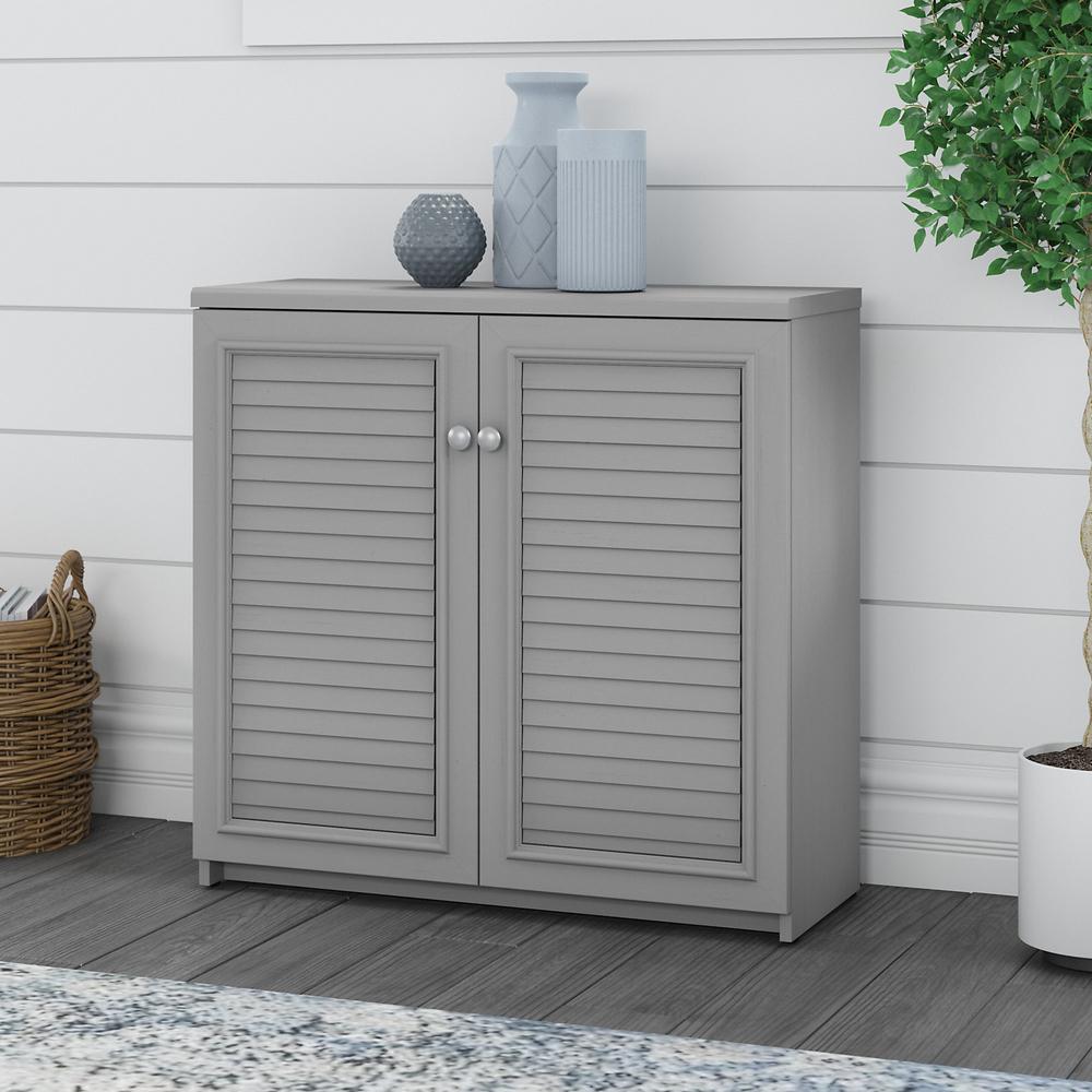 Bush Furniture Fairview Small Storage Cabinet with Doors and Shelves, Cape Cod Gray. Picture 2