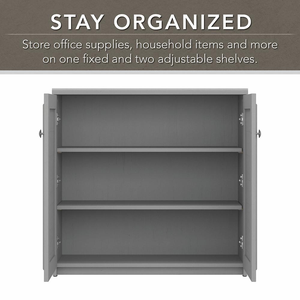 Bush Furniture Fairview Small Storage Cabinet with Doors and Shelves, Cape Cod Gray. Picture 3