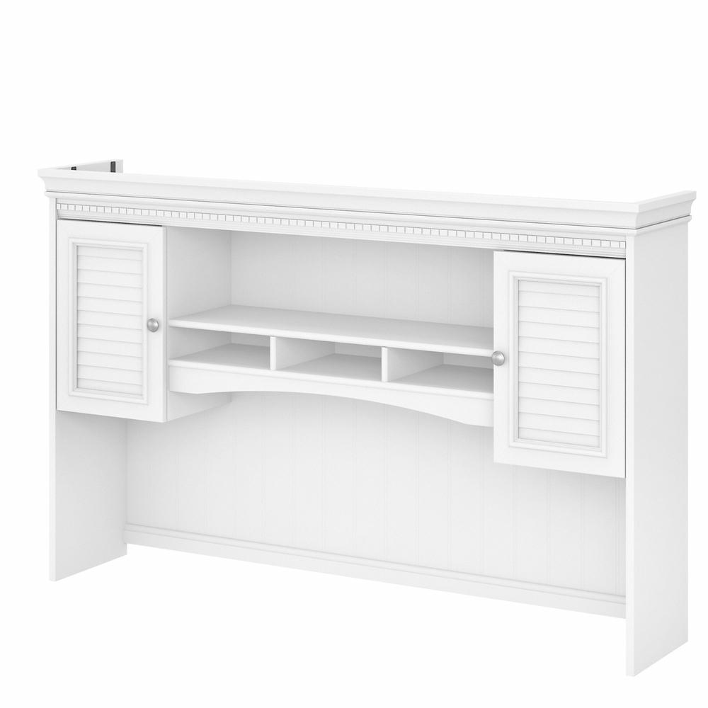Bush Furniture Fairview 60W Hutch for L Shaped Desk, Shiplap Gray/Pure White. Picture 1