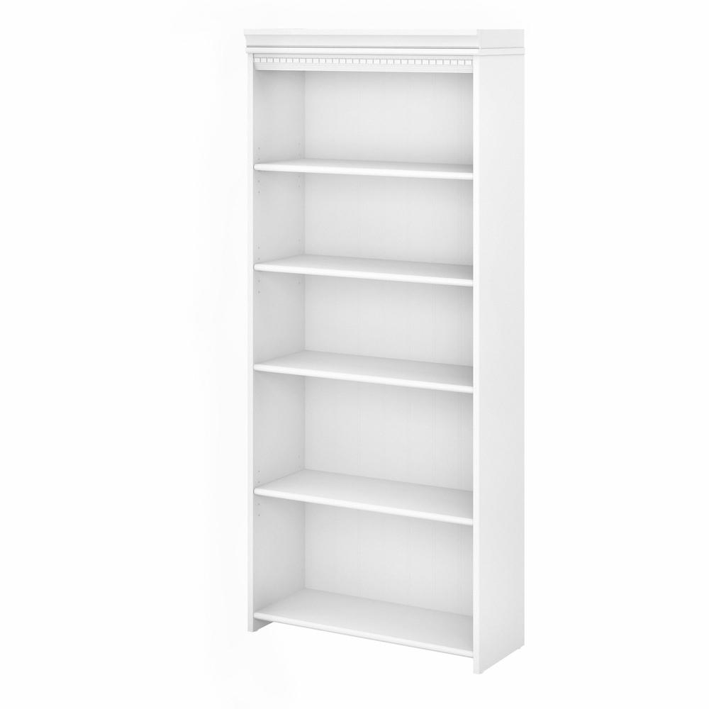 Bush Furniture Fairview Tall 5 Shelf Bookcase in Pure White and Shiplap Gray. Picture 1