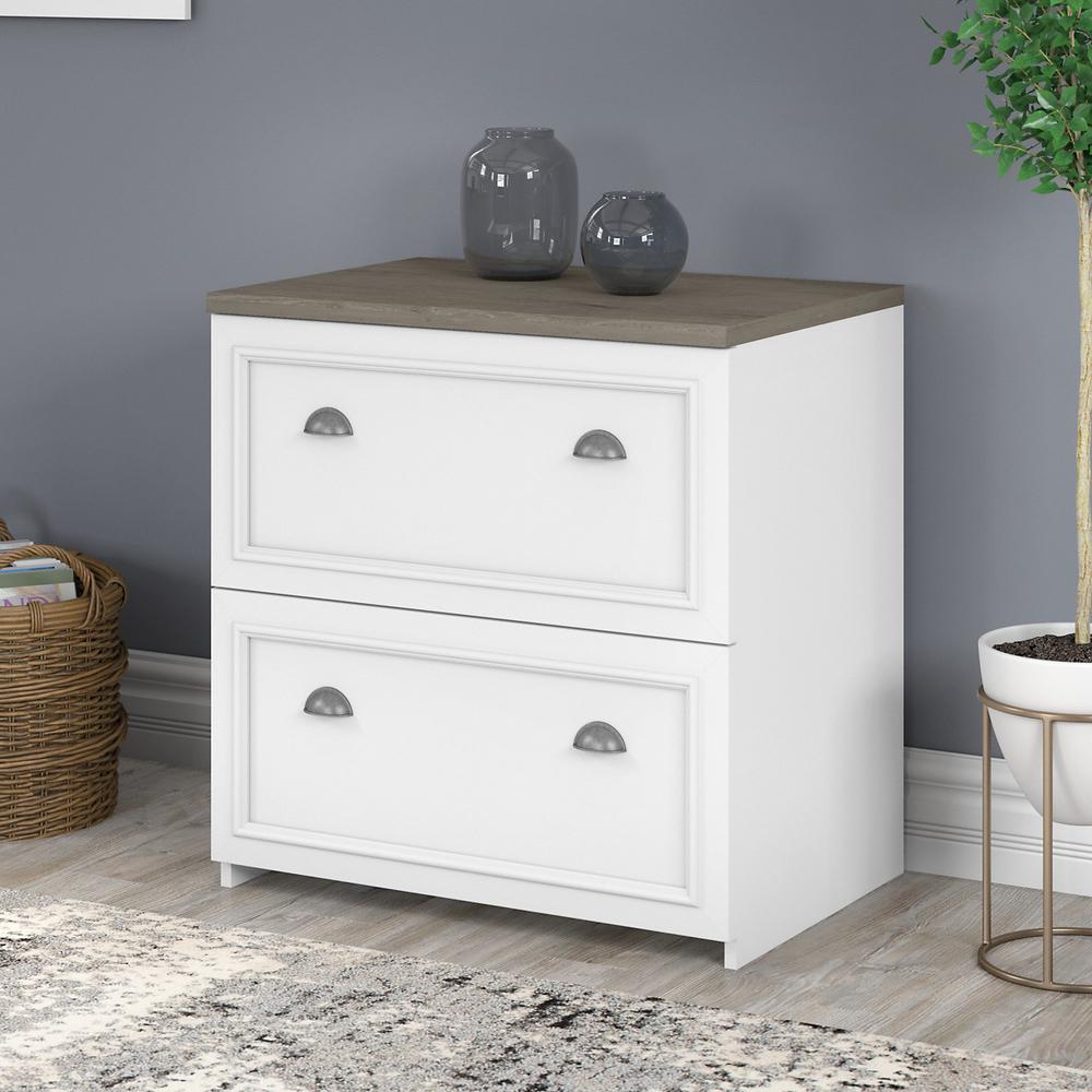 Bush Furniture Fairview 2 Drawer Lateral File Cabinet, Shiplap Gray/Pure White. Picture 2