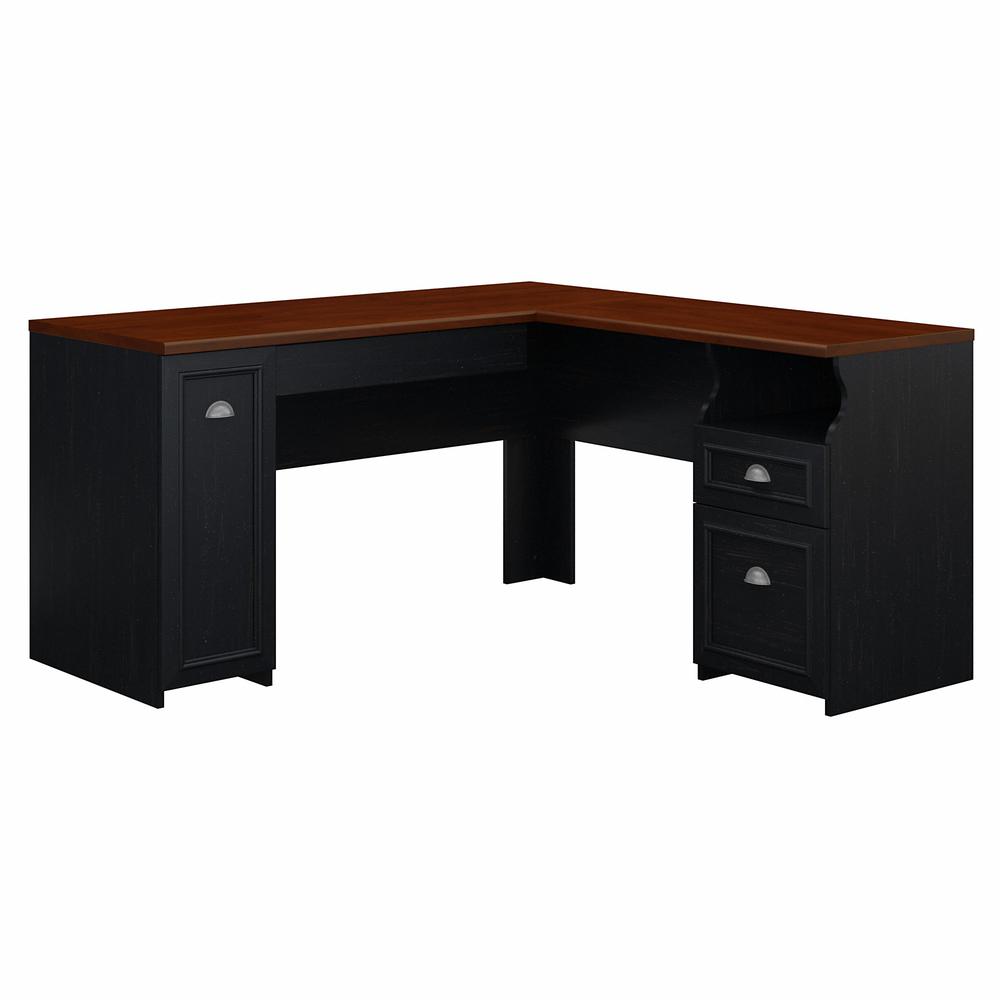 60W L Shaped Desk with Drawers and Storage Cabinet. Picture 1