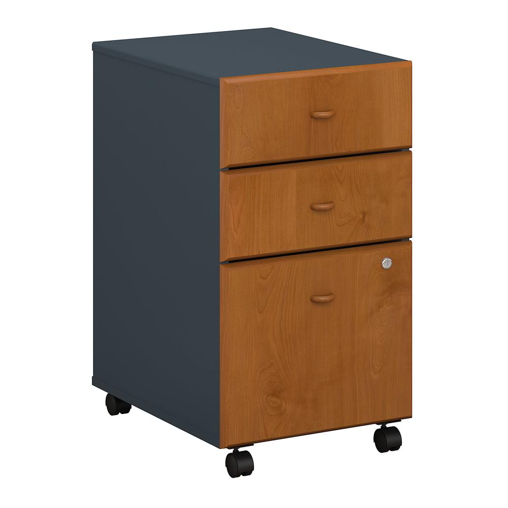 Bush Business Furniture Series A 3 Drawer Mobile File Cabinet, Assembled, Natural Cherry/Slate. Picture 1