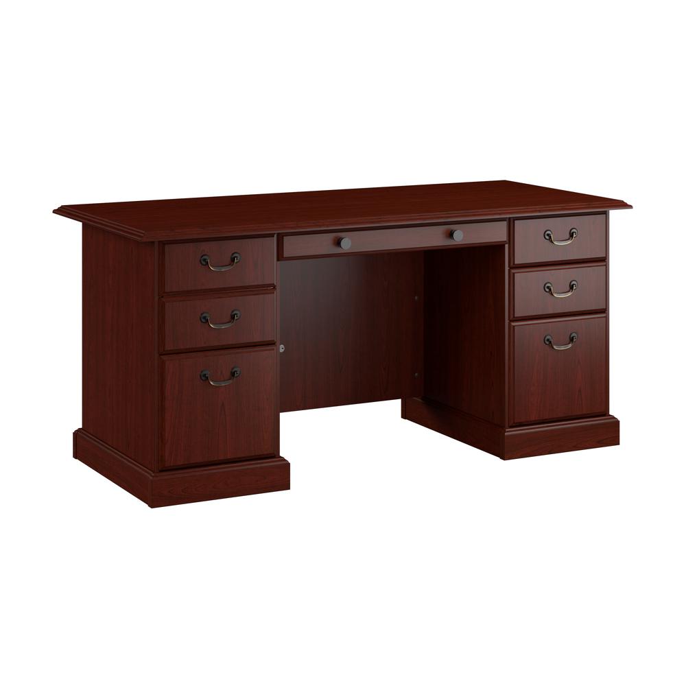 Bush Business Furniture Arlington Executive Desk with Drawers in Harvest Cherry. Picture 1