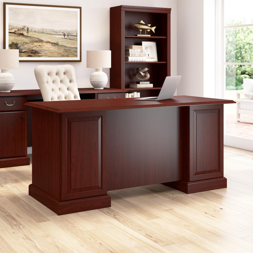 Bush Business Furniture Arlington Executive Desk with Drawers in Harvest Cherry. Picture 4