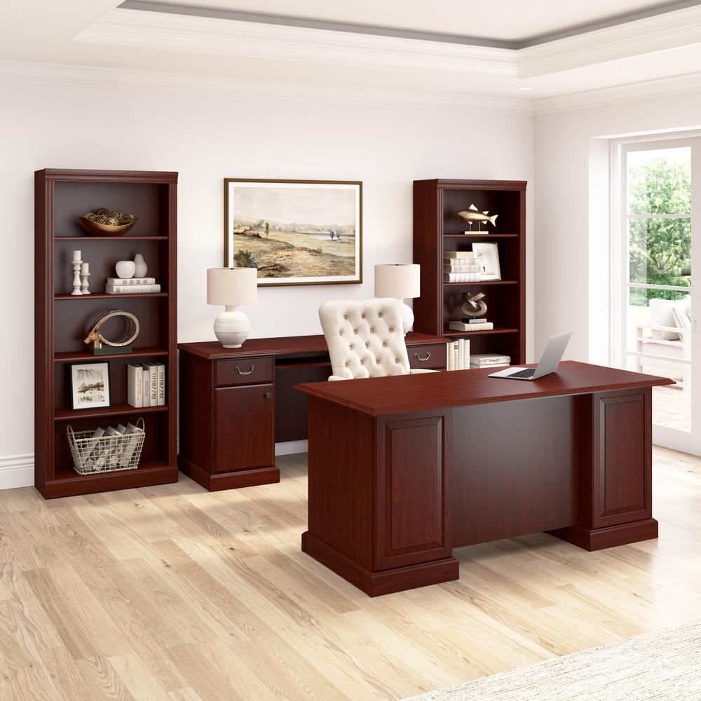 Bush Business Furniture Arlington Executive Desk with Drawers in Harvest Cherry. Picture 5