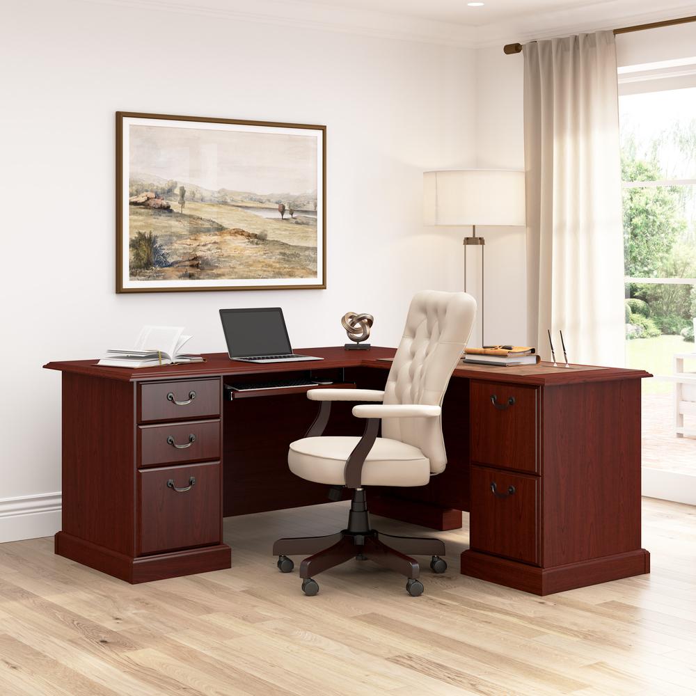 Bush Business Furniture Arlington L Shaped Desk with Drawers and Keyboard Tray. Picture 3