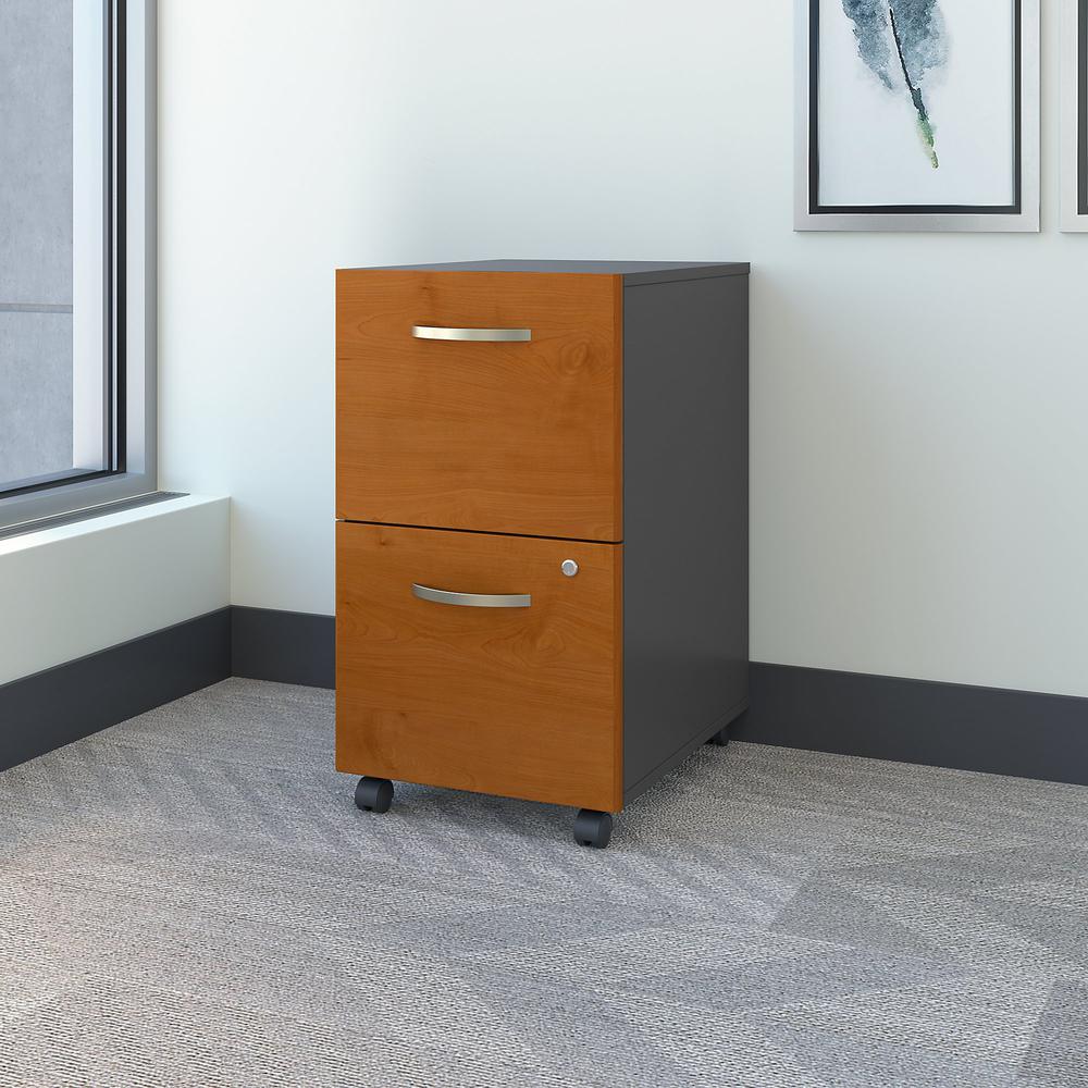 Bush Business Furniture Series C 2 Drawer Mobile File Cabinet - Assembled, Natural Cherry/Graphite Gray. Picture 2