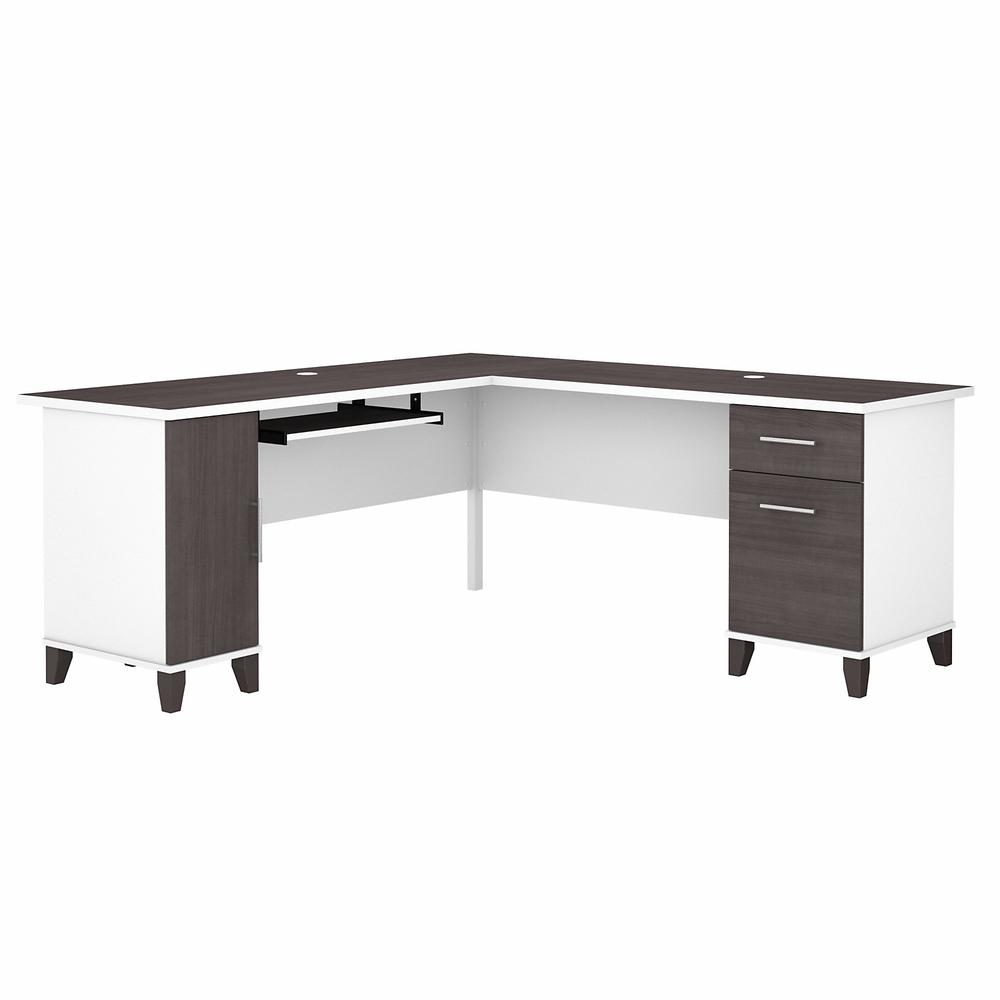 Bush Furniture Somerset 72W L Shaped Desk with Storage, Storm Gray/White. Picture 1
